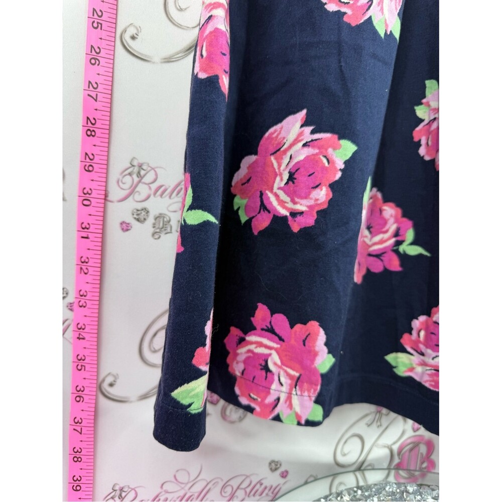 Motherhood Maternity dress Navy Floral Midi Dress with Pink Roses - Picture 3 of 12